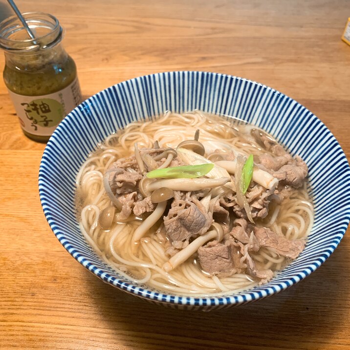 ごぼうときのこ香る肉にゅうめん